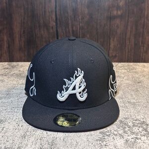 🔥 New Era Atlanta Braves GiD👻🔥Flame Wrap 59FIFTY Fitted Hat  Size 7